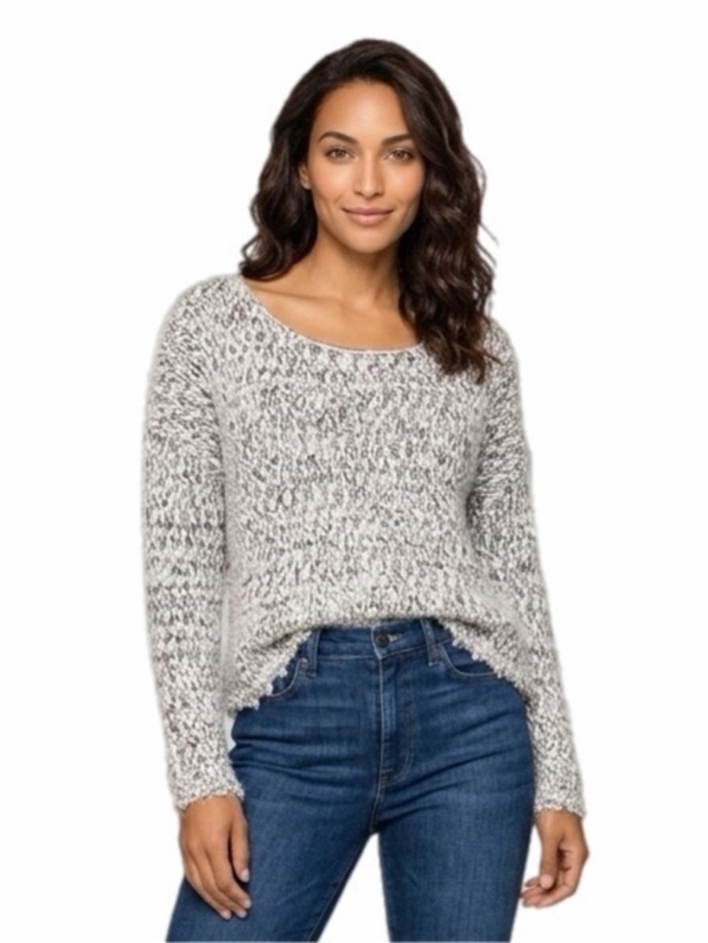 ASTR/ANTHROPOLOGIE fluffy soft crew-neck Boucle knit sweater. Size Small. EUC